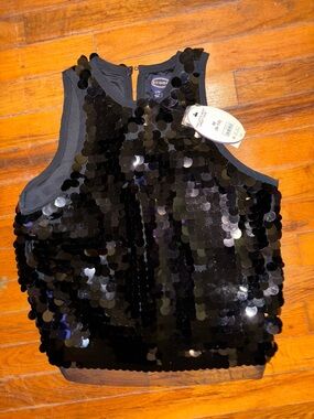 Sequin Tank Top - Black - Unbranded
